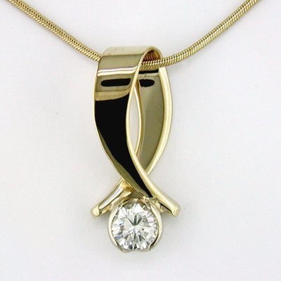 14K Yellow Gold Diamond Twist Pendant - Large