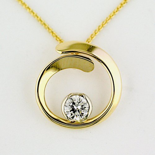 14K Yellow Gold Diamond Sloop Pendant - Small