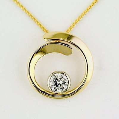 14K Yellow Gold Diamond Sloop Pendant - Small