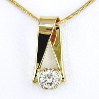 14K Yellow Gold Diamond Reverse Pendant - Medium
