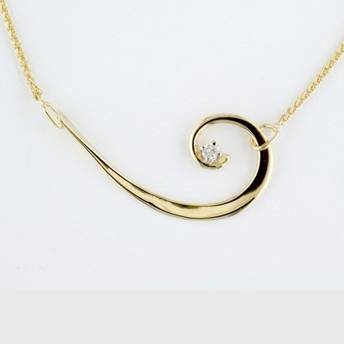 14K Yellow Gold Diamond Nautilus Necklace
