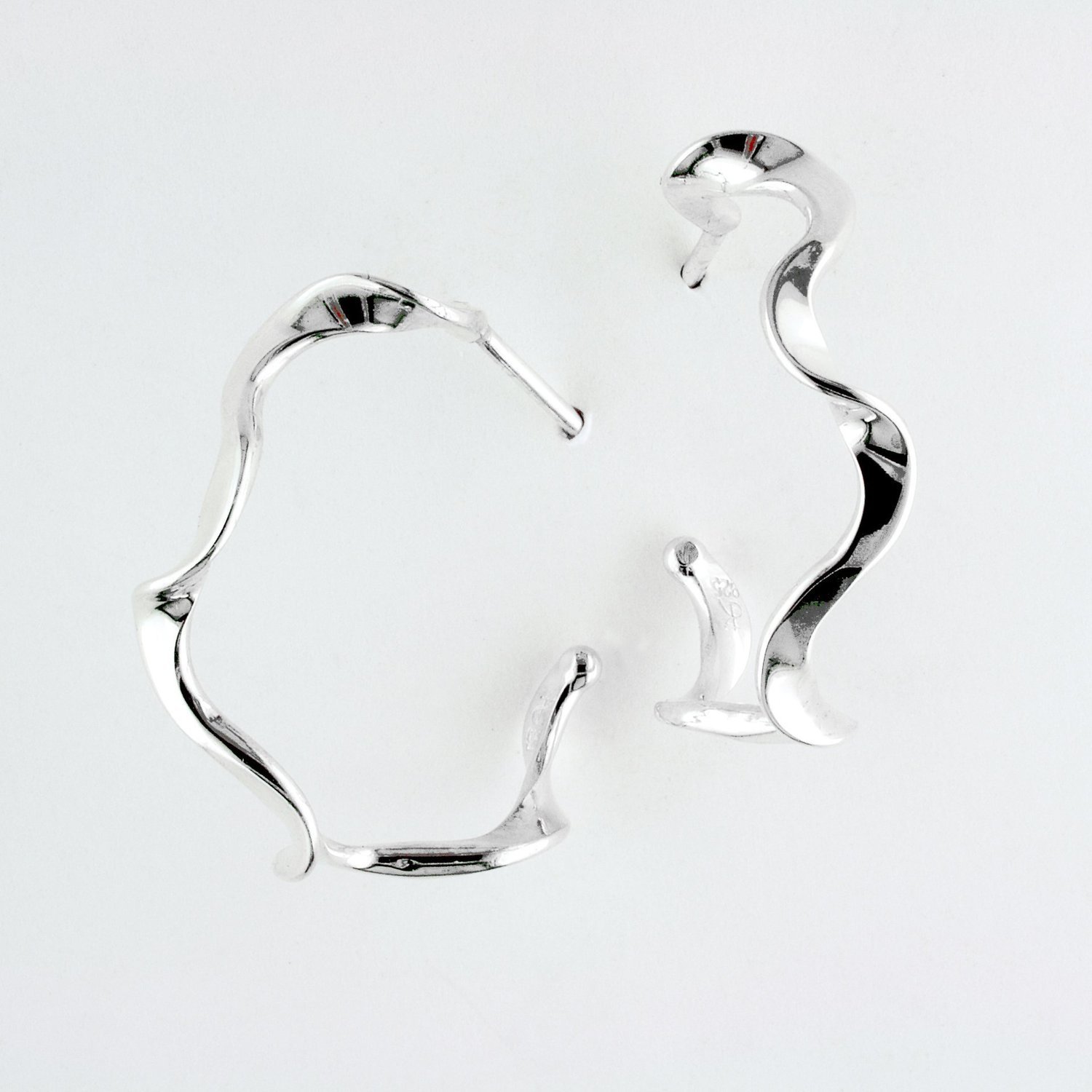 Sterling Silver Ruffle Hoop Earrings