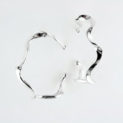 Sterling Silver Ruffle Hoop Earrings