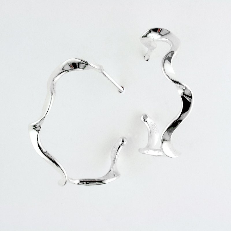 Sterling Silver Ruffle Hoop Earrings