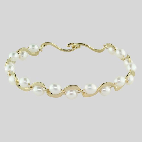 14K Yellow Gold Pearl Ruffle Bracelet