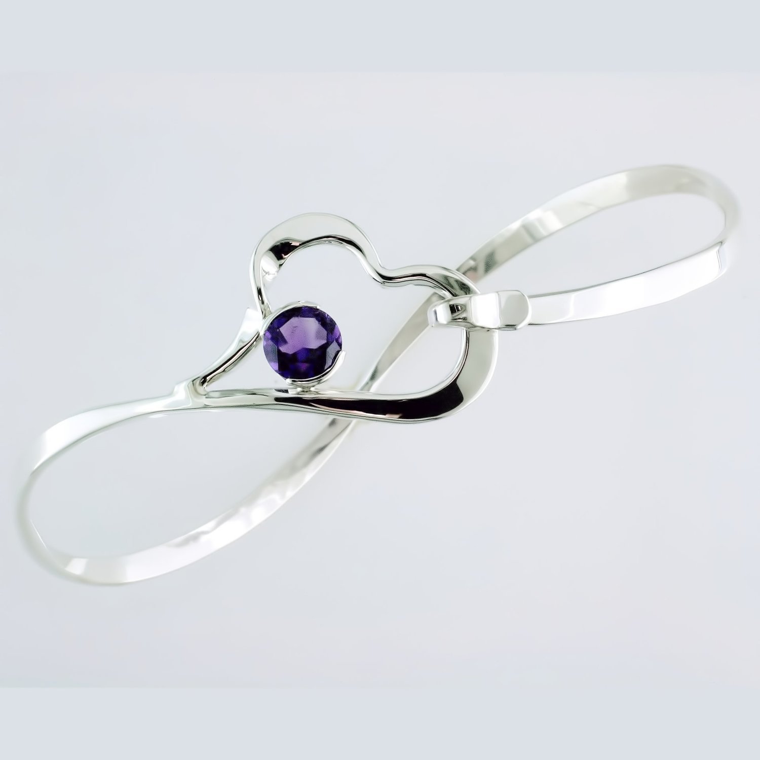Sterling Silver Amethyst Heart Bracelet