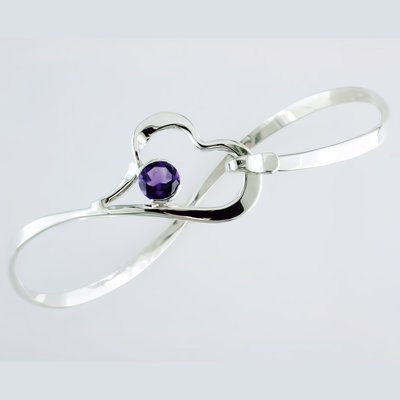 Sterling Silver Amethyst Heart Bracelet