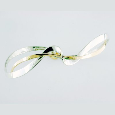 14K Yellow Gold and Sterling Silver Cresting Wave Bracelet