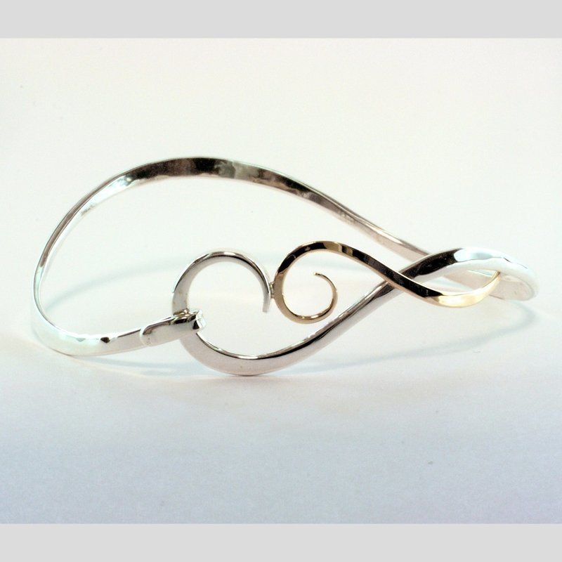 14K Yellow Gold and Sterling Silver Crashing Wave Bracelet