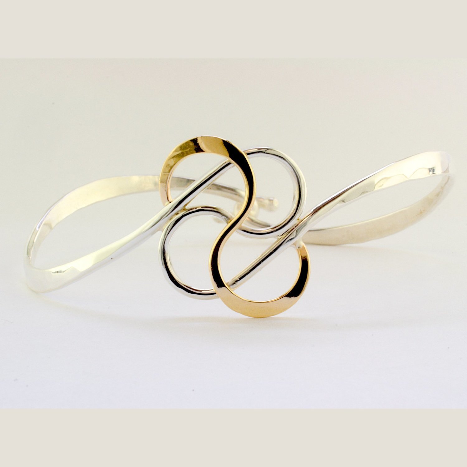 14K Yellow Gold and Sterling Silver Cloverleaf Bracelet