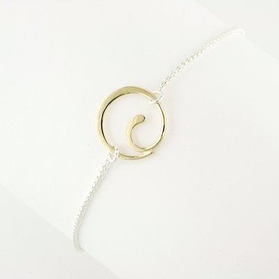 14K Yellow Gold and Sterling Silver Little Spiral Bracelet