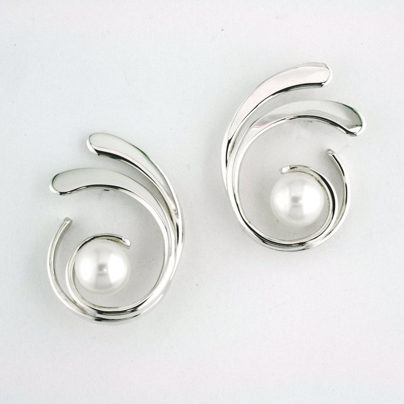 Sterling Silver Pearl Four Curl Earrings