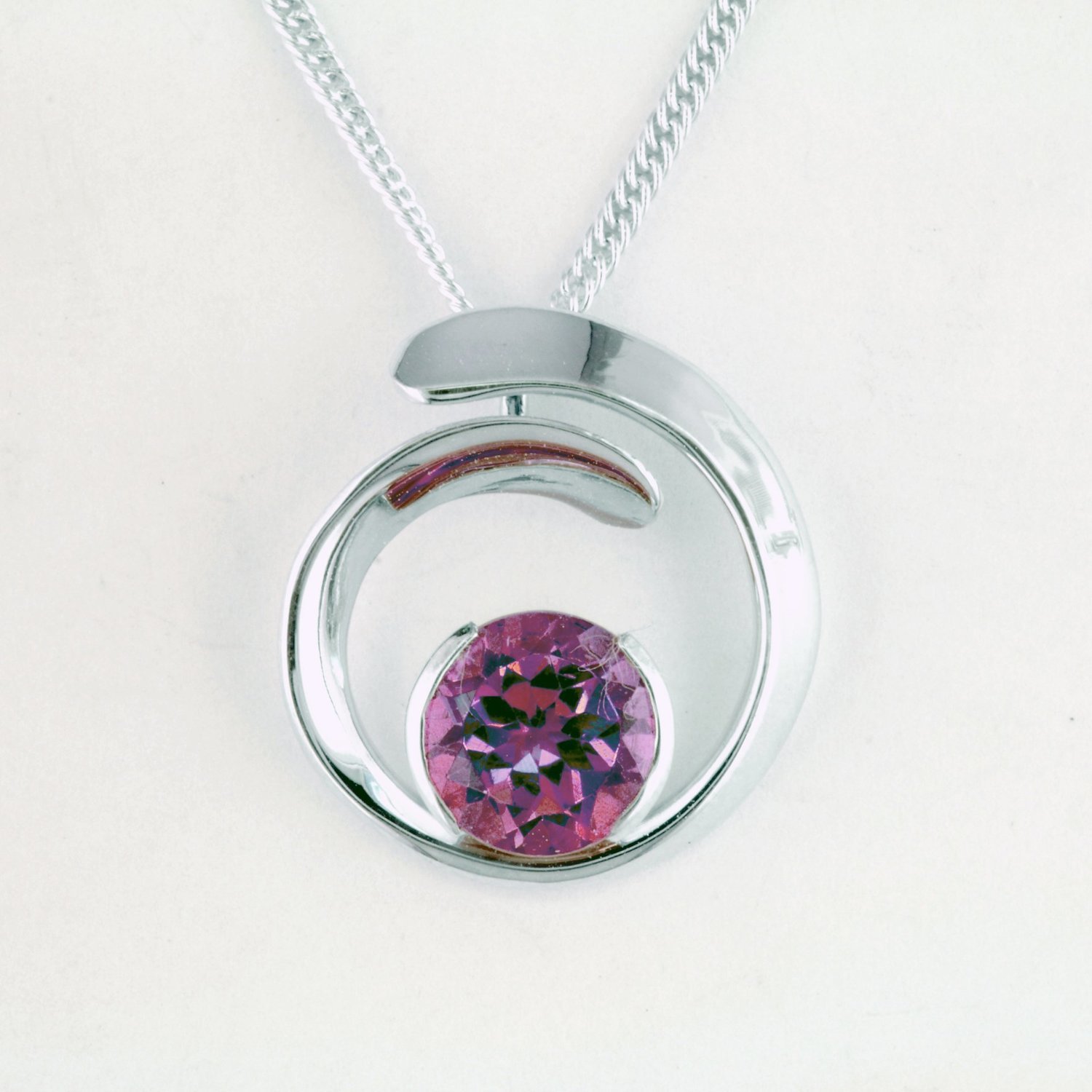 Sterling Silver Amethyst Overlap Curl Pendant