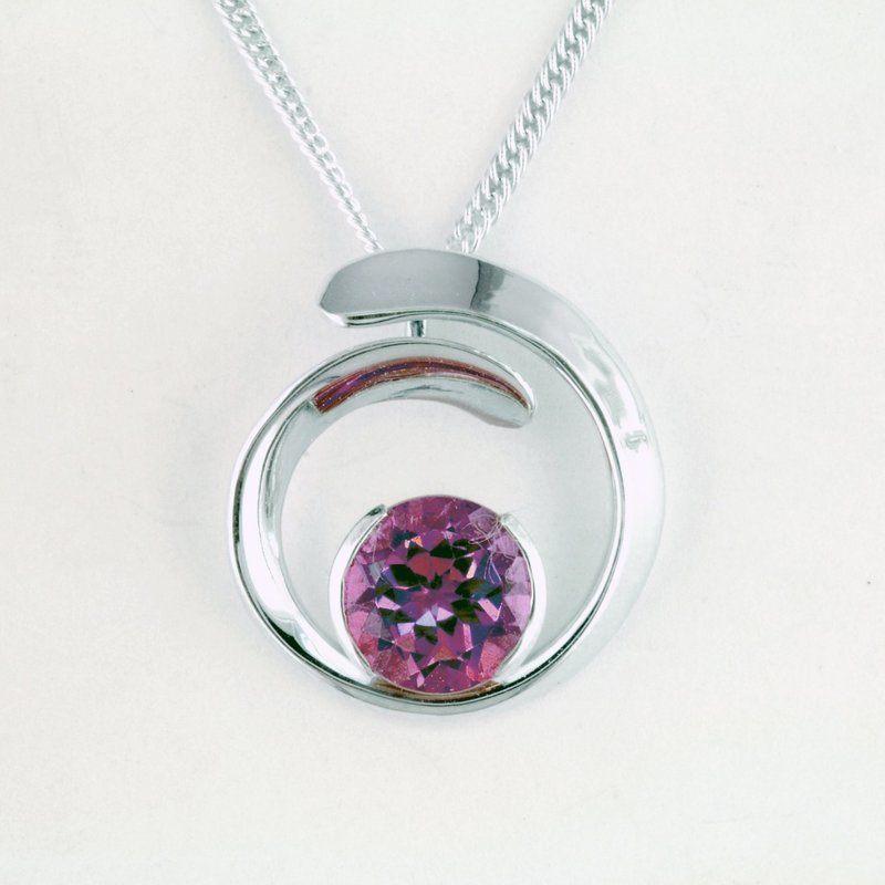 Sterling Silver Amethyst Overlap Curl Pendant