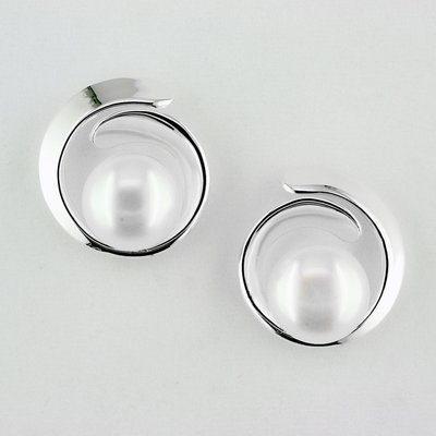 Sterling Silver Pearl Overlap Curl Earrings
