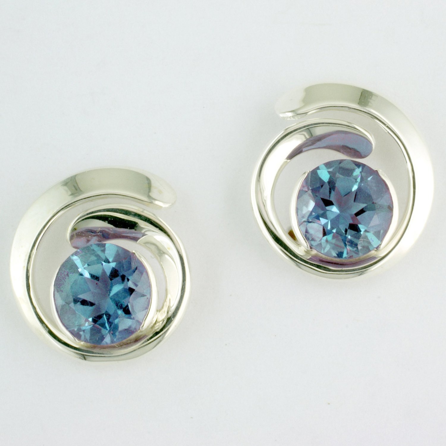 Sterling Silver Blue Topaz Overlap Curl Earrings