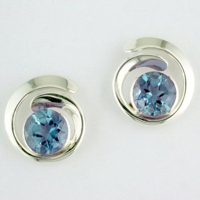 Sterling Silver Blue Topaz Overlap Curl Earrings