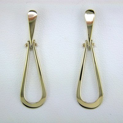 14K Yellow Gold Swinging Teardrop Earrings