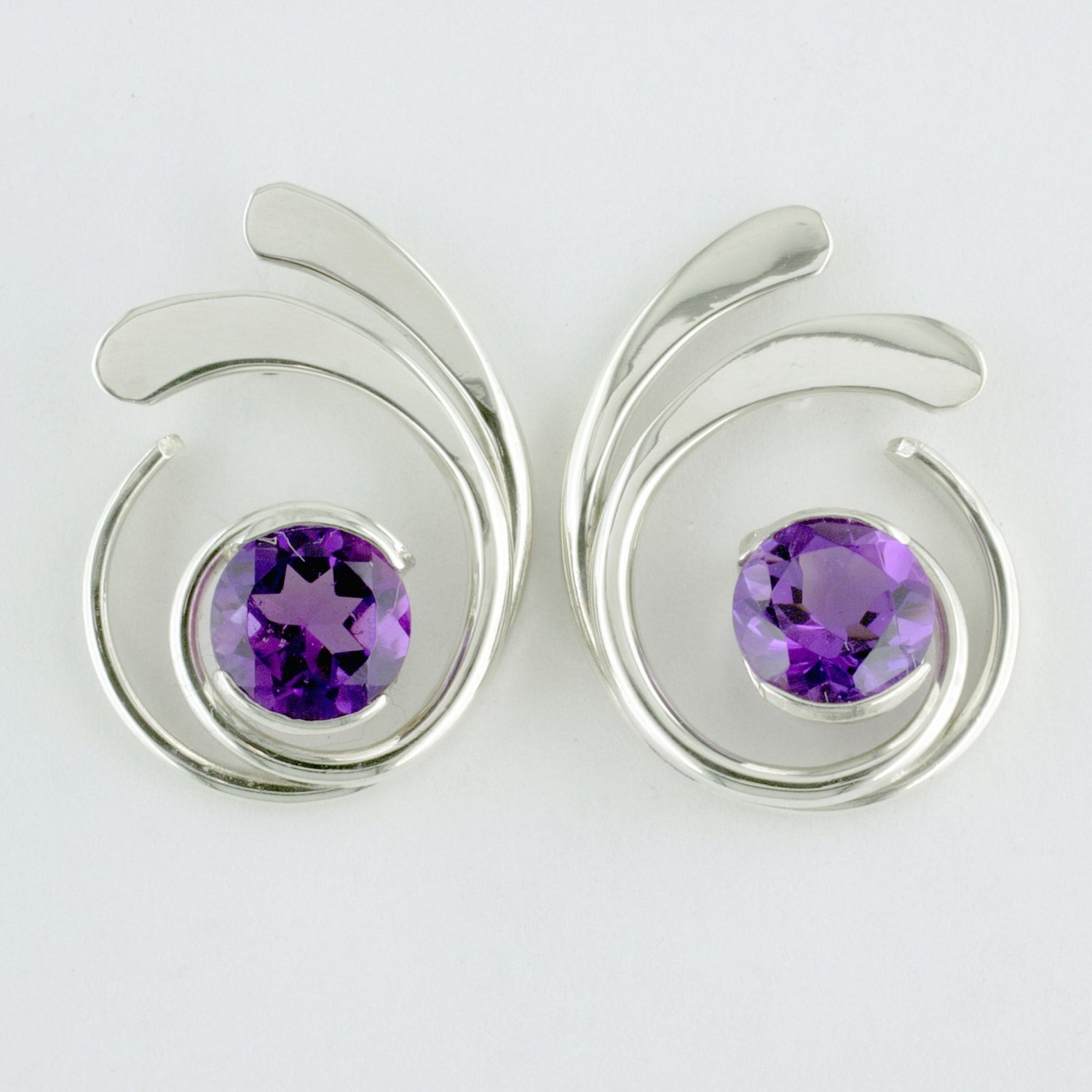 Sterling Silver Amethyst Four Curl Earrings