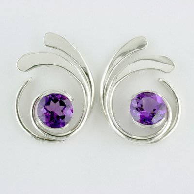 Sterling Silver Amethyst Four Curl Earrings
