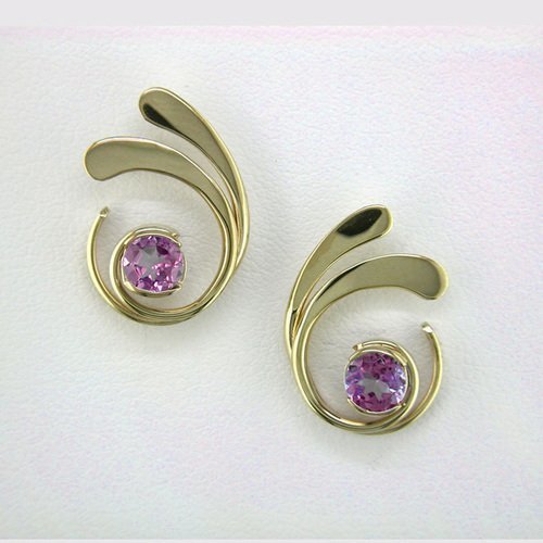 14K Yellow Gold Amethyst Four Curl Earrings