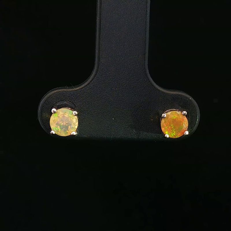 14K White Gold Ethiopian Opal Earrings