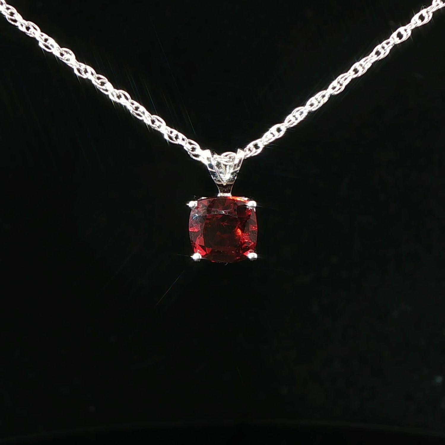 Sterling Silver Garnet Pendant Necklace