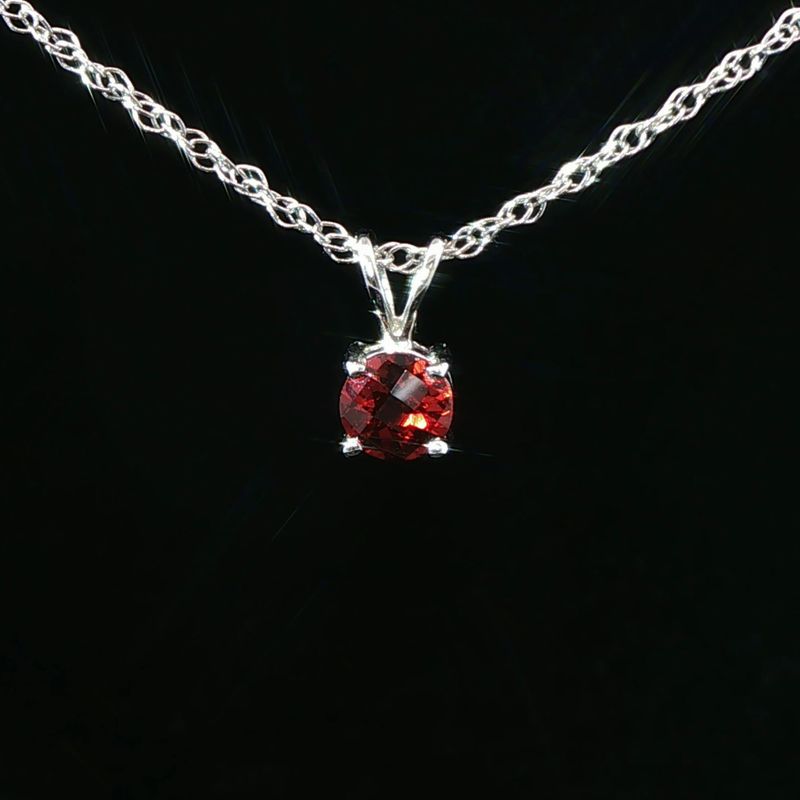 14K White Gold Garnet Pendant Necklace