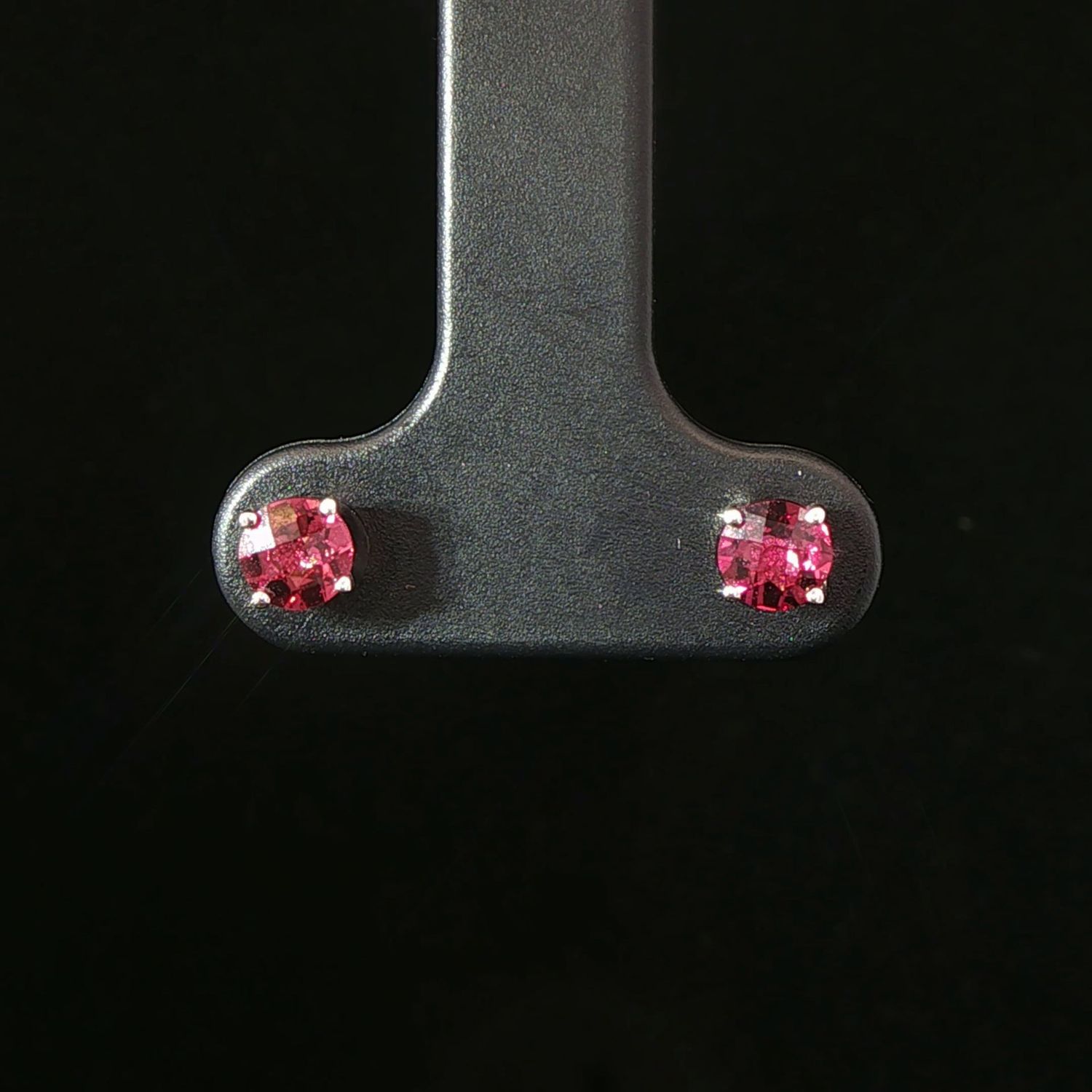 14K White Gold Round Rhodolite Garnet Stud Earrings