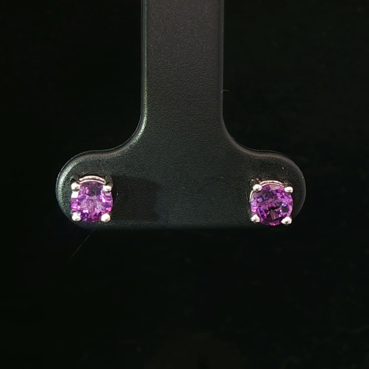 14K White Gold Amethyst Stud Earrings