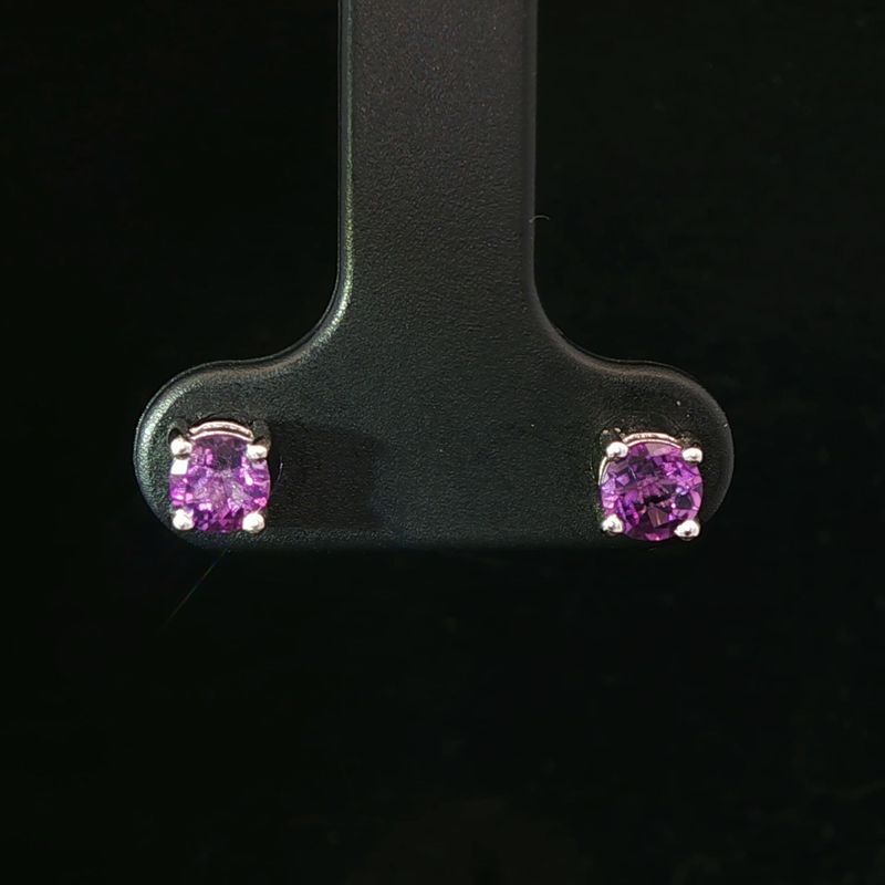 14K White Gold Amethyst Stud Earrings