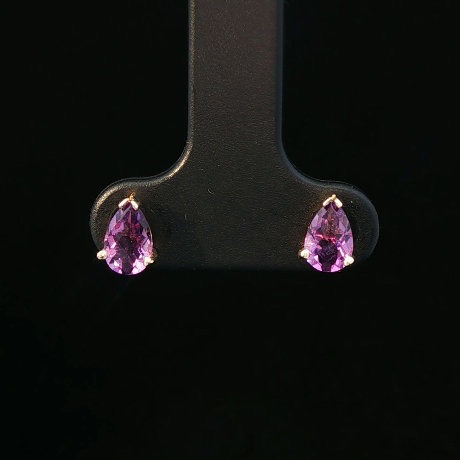 14K Yellow Gold Amethyst Stud Earrings