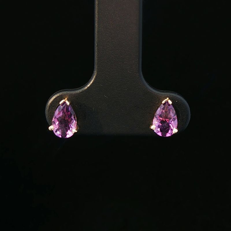 14K Yellow Gold Amethyst Stud Earrings