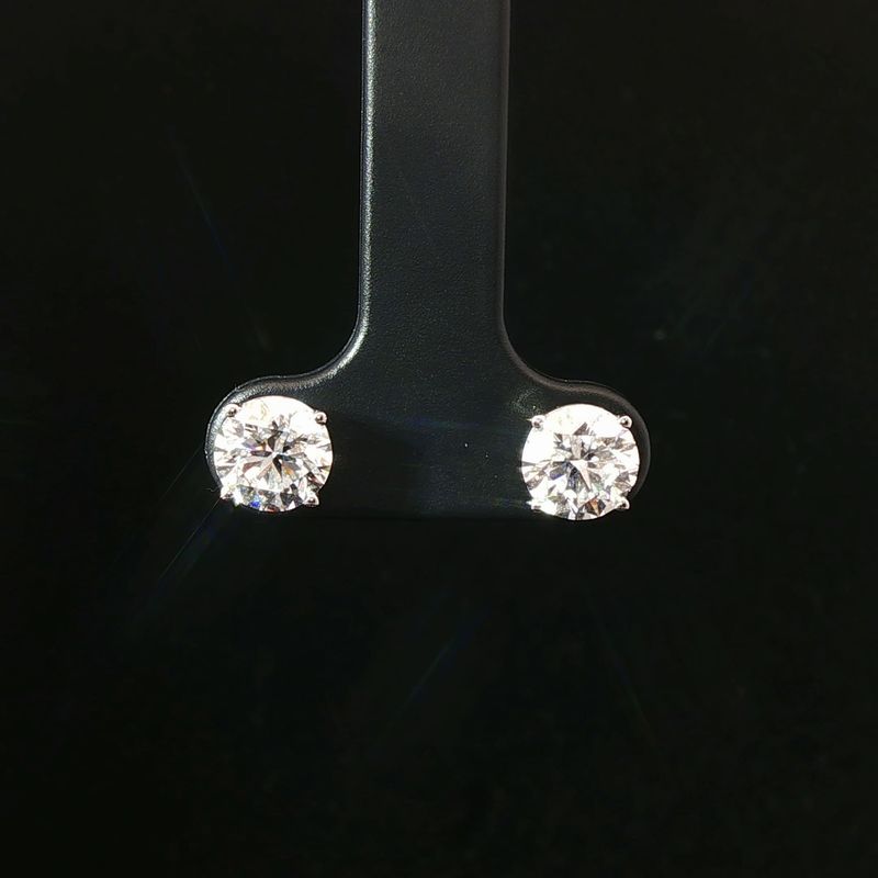 14K White Gold 2 Ct  Lab Diamond Stud Earrings