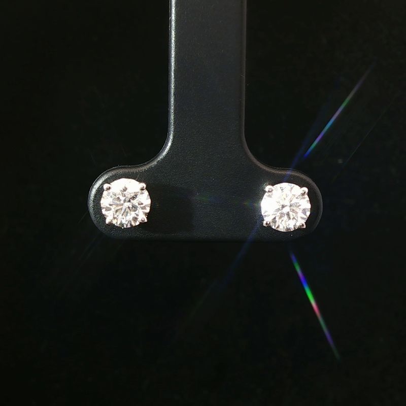 14K White Gold 1 Ct Lab Diamond Stud Earrings
