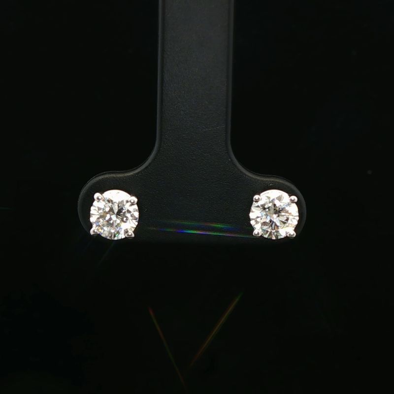 14K White Gold 1 Ct Natural Diamond Stud Earrings