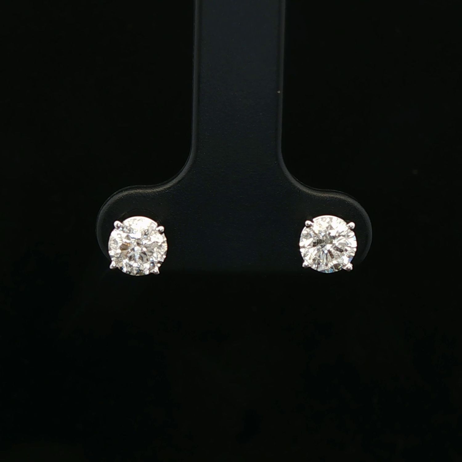 14K White Gold 1 Ct Natural Diamond Stud Earrings