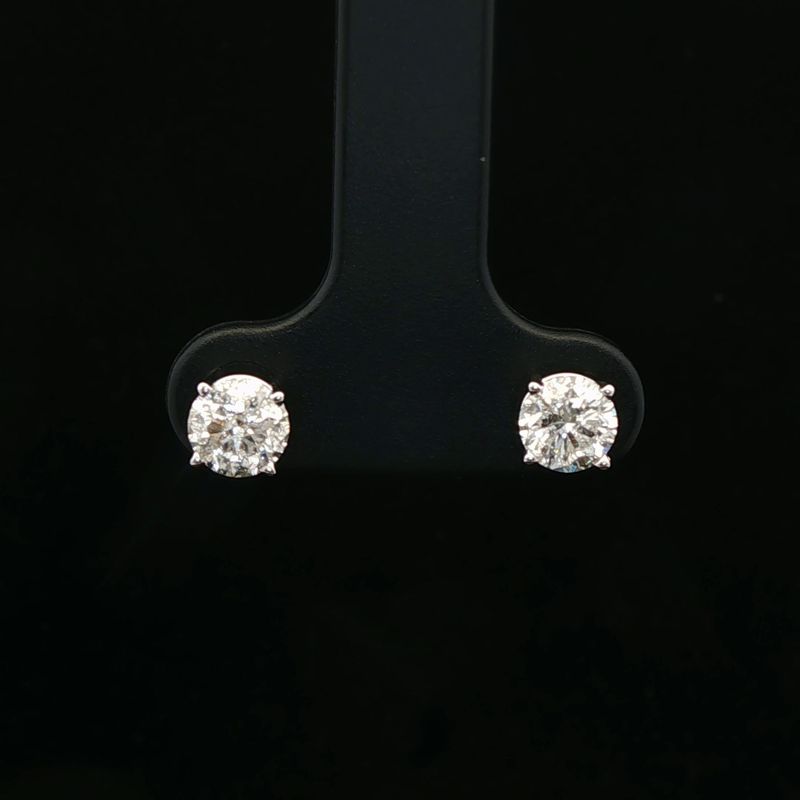14K White Gold 1 Ct Natural Diamond Stud Earrings