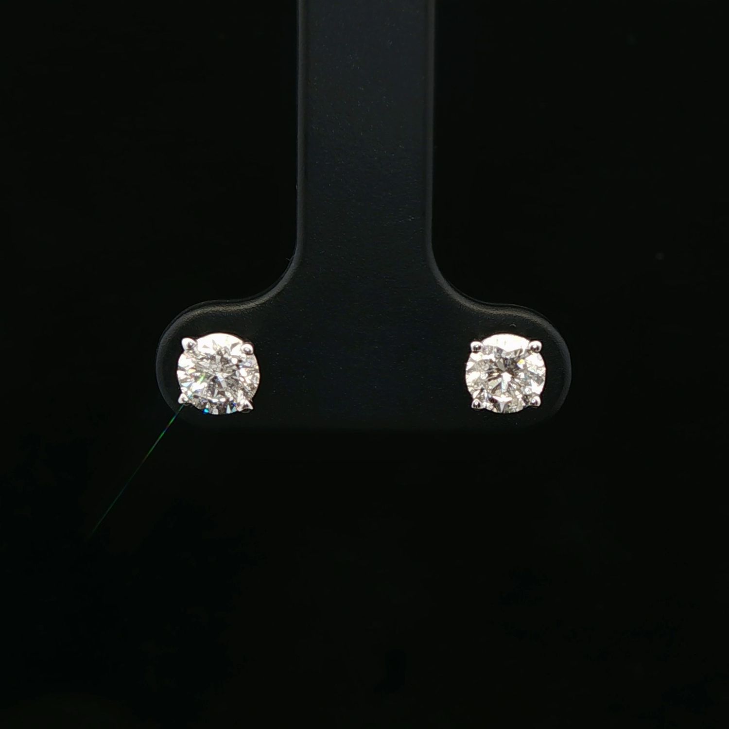 14K White Gold 0.75 Ct Natural Diamond Stud Earrings