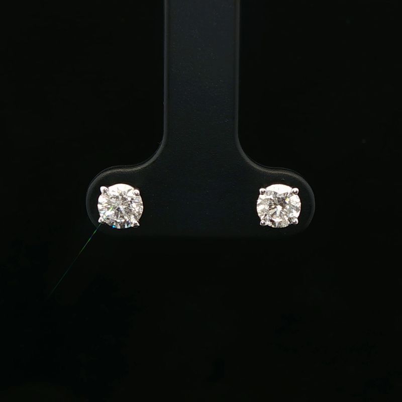 14K White Gold 0.75 Ct Natural Diamond Stud Earrings