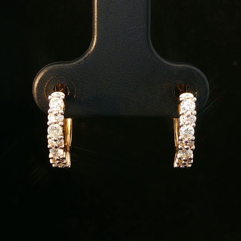 14K Yellow Gold Natural Diamond Huggie Hoops