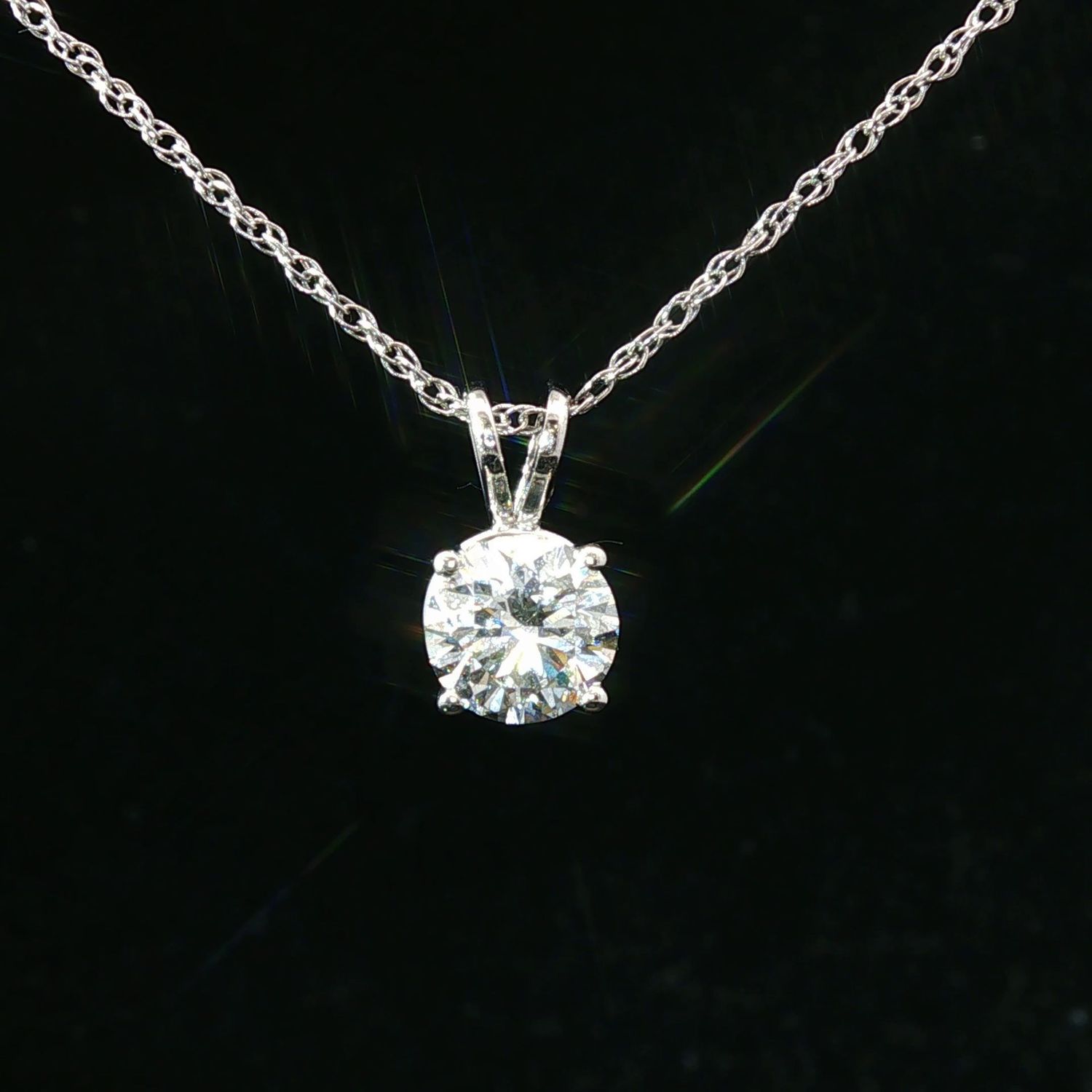 14K White Gold 1ct Lab Diamond Pendant Necklace
