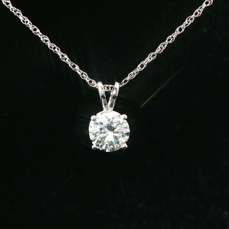 14K White Gold 1ct Lab Diamond Pendant Necklace
