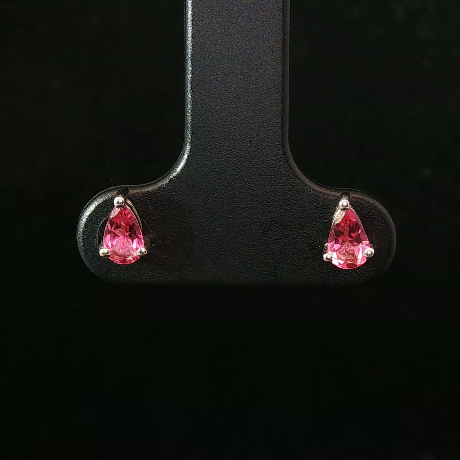 14K White Gold Pear Pink Tourmaline Earrings