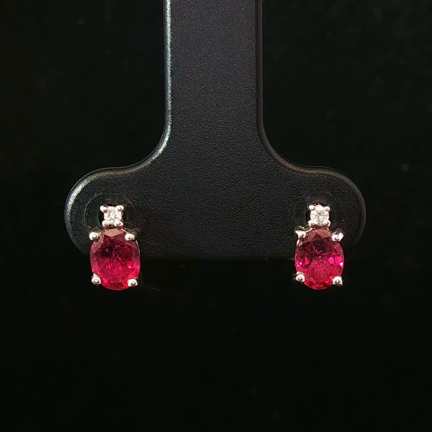 14K White Gold Oval Pink Tourmaline Diamond Earrings 14K White Gold Oval Pink Tourmaline Diamond Earrings