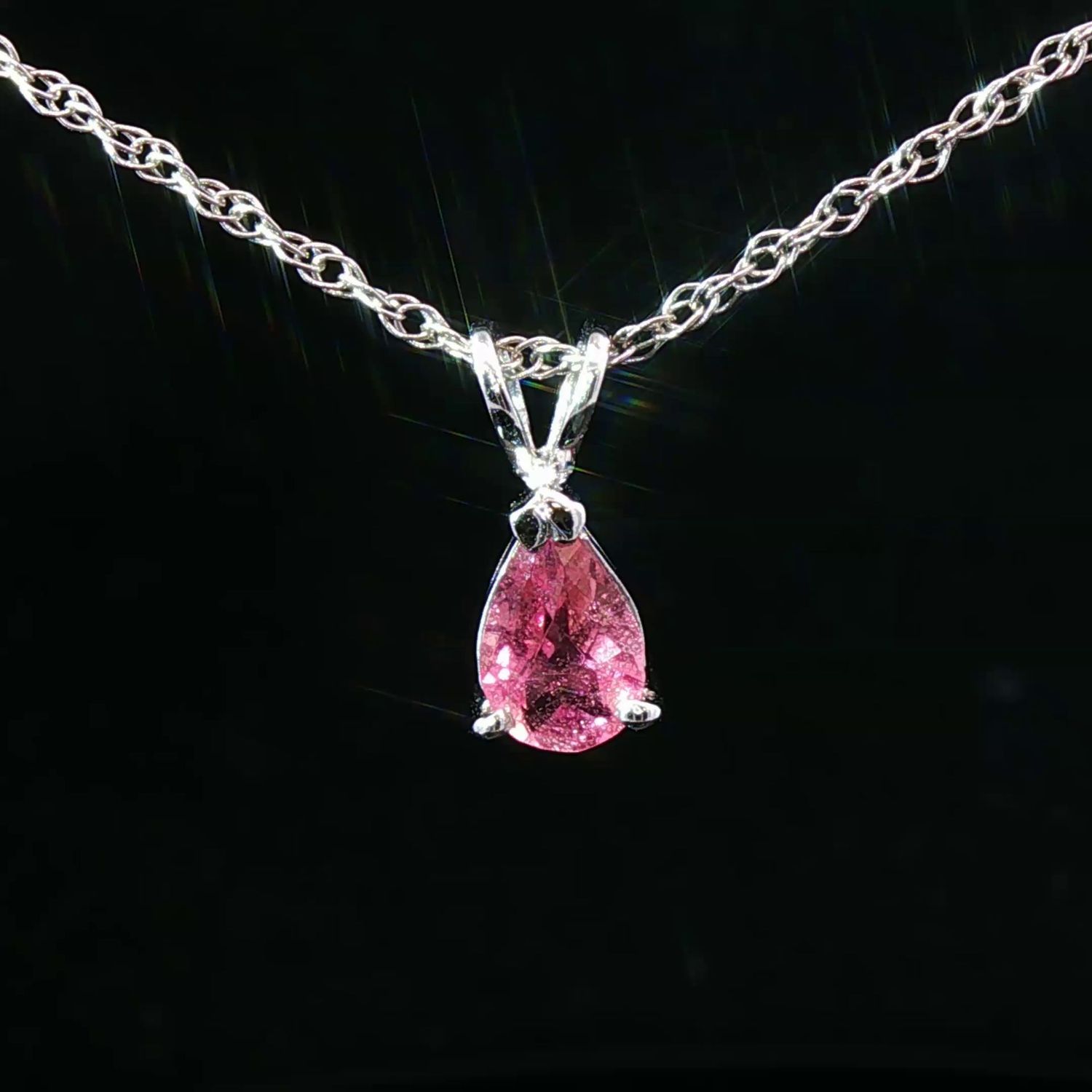 14K White Gold Pear Pink Tourmaline Pendant 14K White Gold Pear Pink Tourmaline Pendant