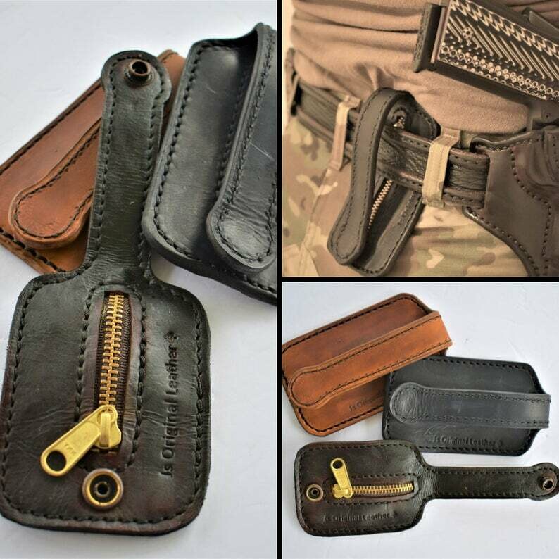 Men&#39;s Coin Bag - Self Defense - Slap Jack - Coin Purse - Coin Bag - Coin Wallet - Leather Coin Bag - belt slide - slapper - self defense