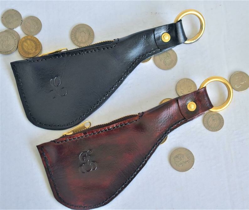 Men&#39;s Coin Bag - Self Defense - Slap Jack - Coin Purse - Coin Bag - Coin Wallet - Leather Coin Bag - belt slide - slapper - self defense