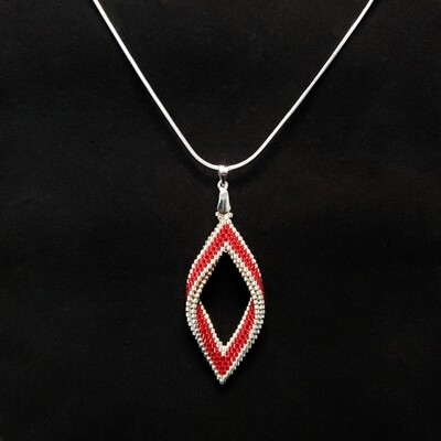 Beaded Open Diamond pendant with Sterling Silver chain