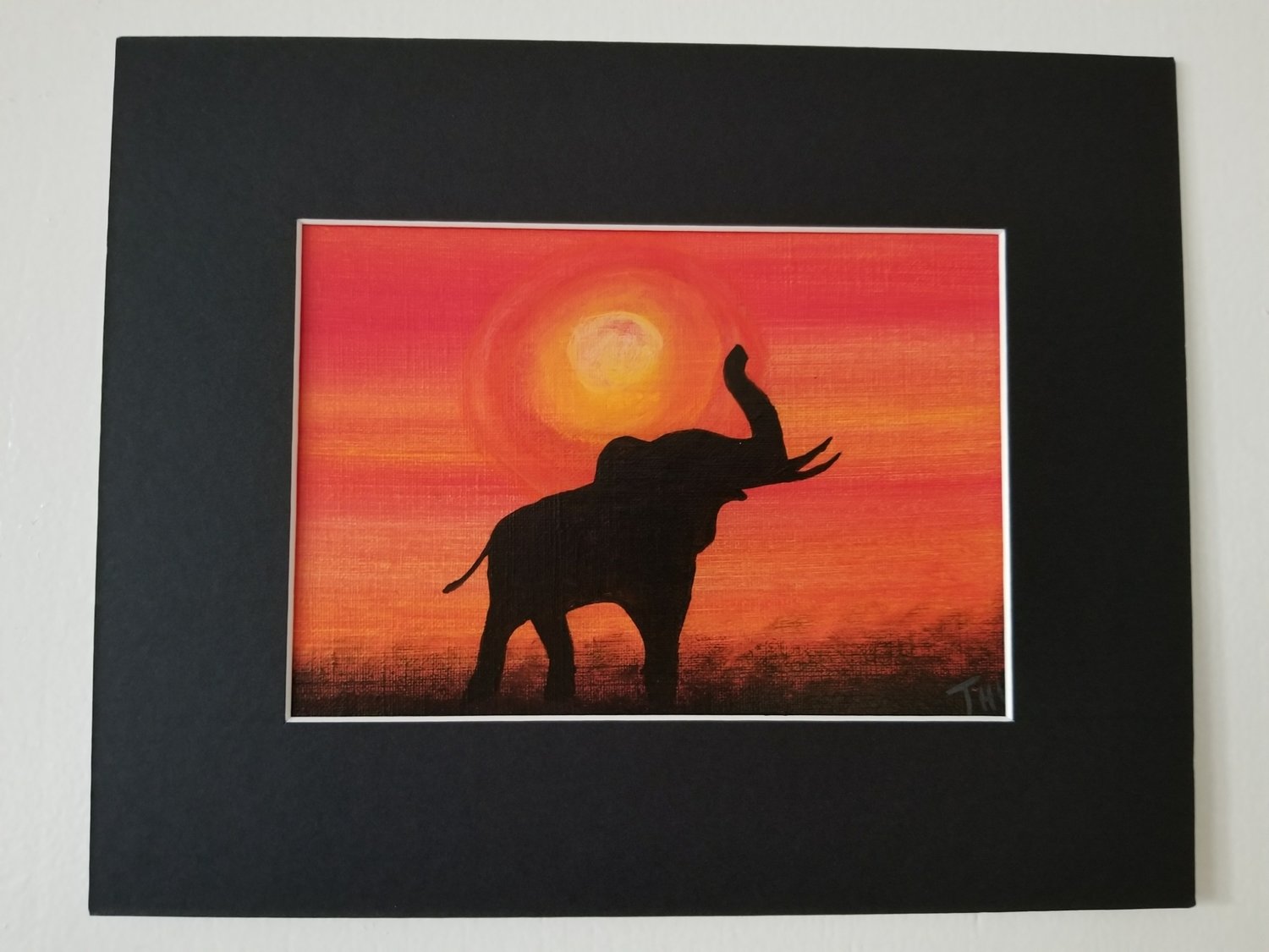 Elephant Silhouette Painting 5"x 7"